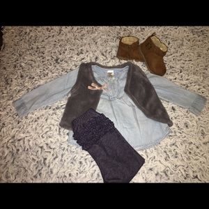 Chambray Shirt 18M & Gray Vest